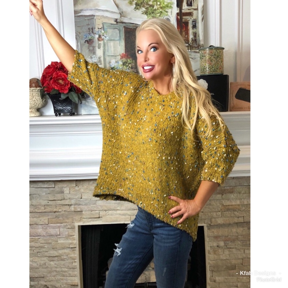 ❤️LAST 1! Short Sleeve Oversized Confetti Sweater! - Picture 3 of 7
